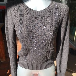 Long Sleeve Rhinestone Embellished Sweater
